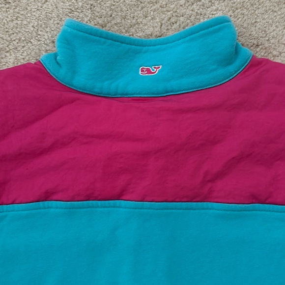 Vtg Vineyard Vines Quarter Zip Pullover Pink and Teal Sweatshirt Girls Size M - Picture 4 of 6